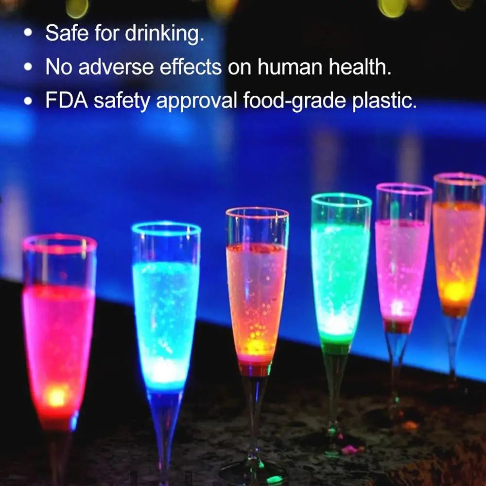 6 Pcs Liquid Activiated LED Champagne Flutes