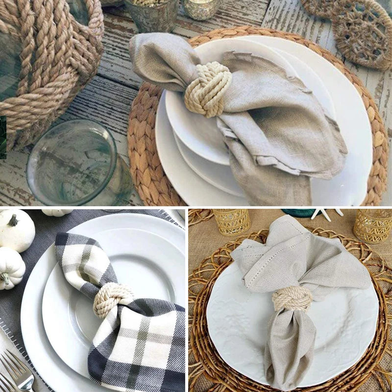 12Pcs Cotton Turkish Knot Napkin Rings