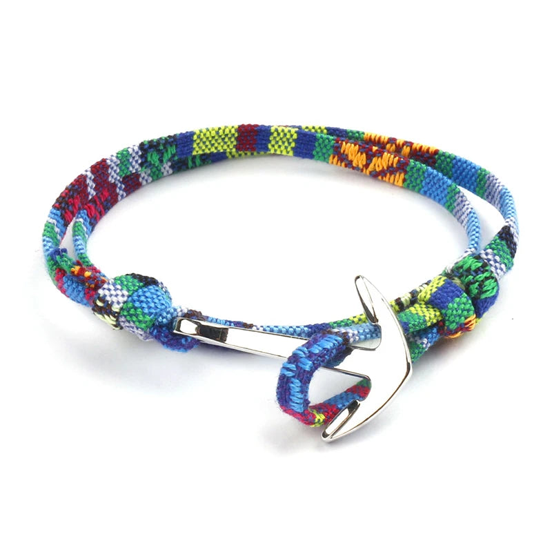 Multi Colored Cotton Bracelet with Anchor Hook