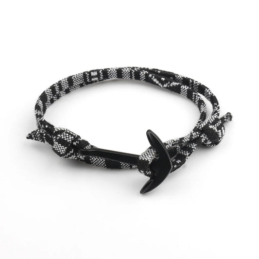 Black Anchor MultiColored Cotton Bracelet