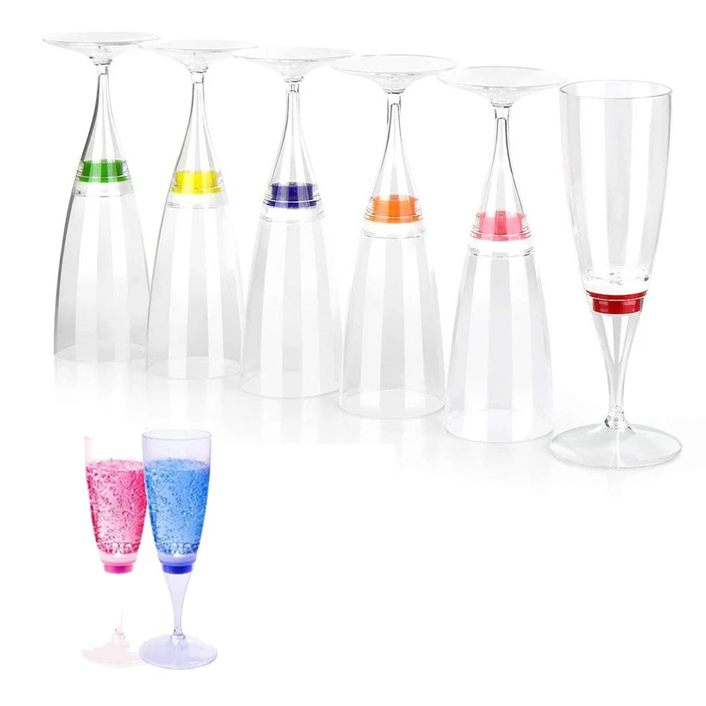 6 Pcs Liquid Activiated LED Champagne Flutes