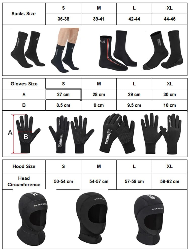 3mm and 5mm Neoprene Anti Skid Sailing Gloves Boots and Hood