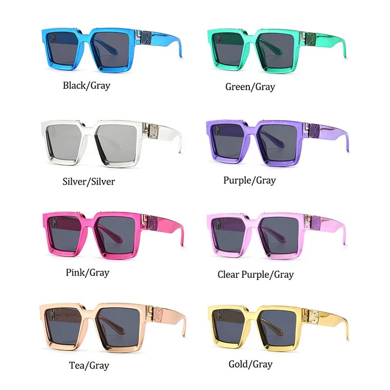 Square Frame Sunglasses Metallic Finish