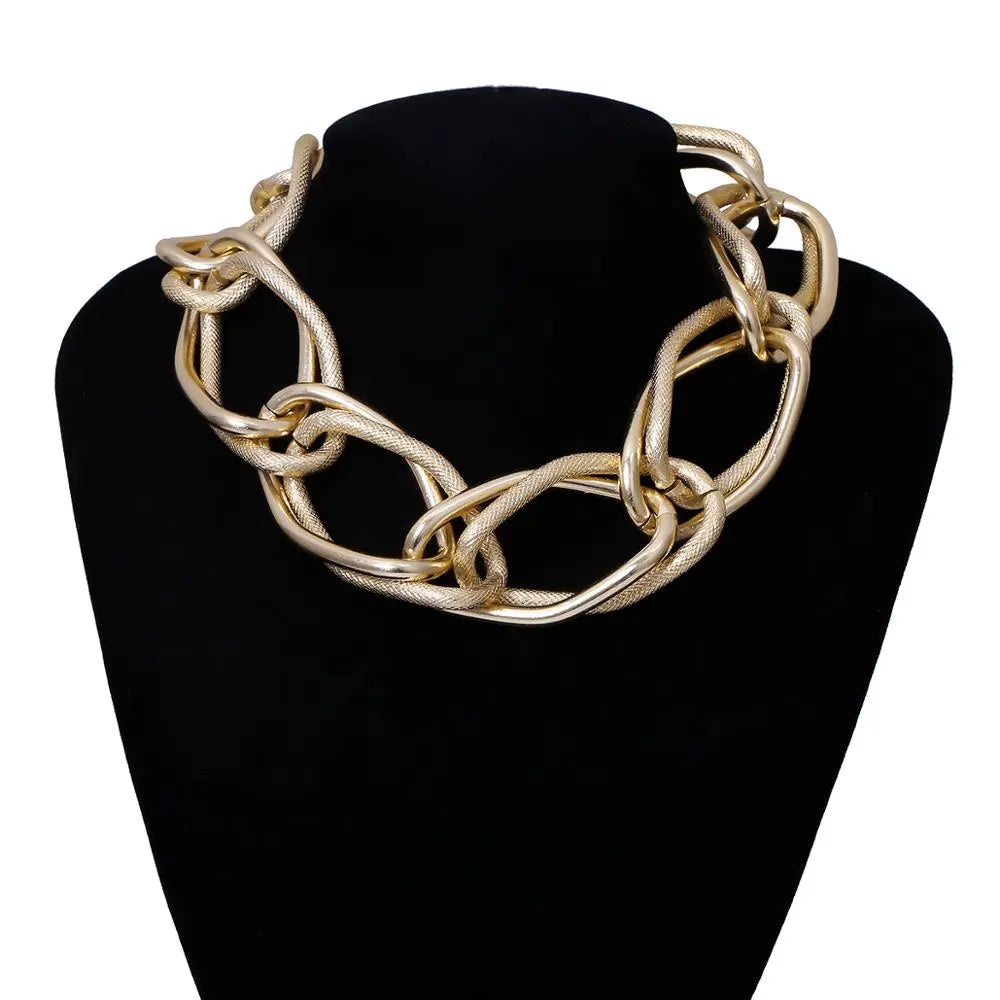 Multi Layered Gold and Silver Color Chain Choker Necklaces