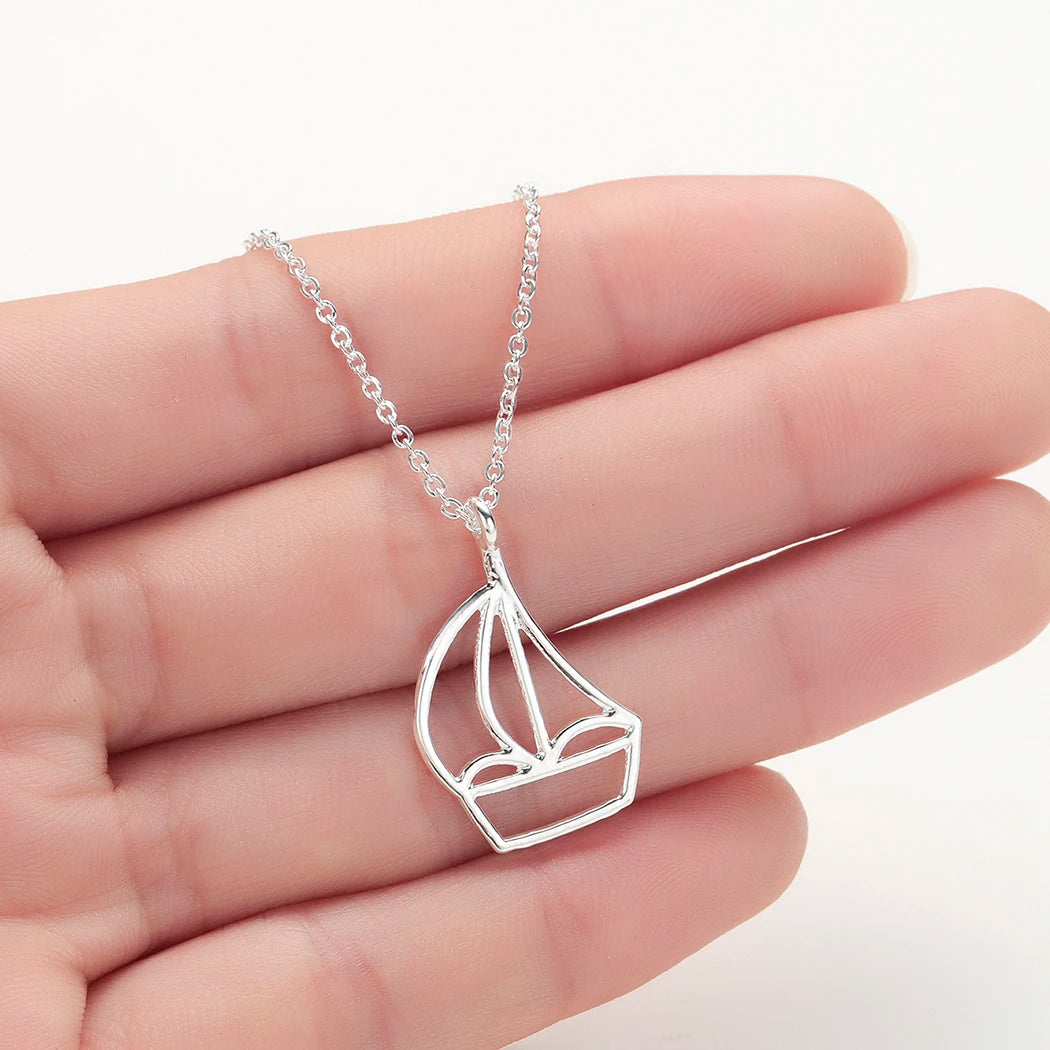 Boat Outline Pendant Necklace