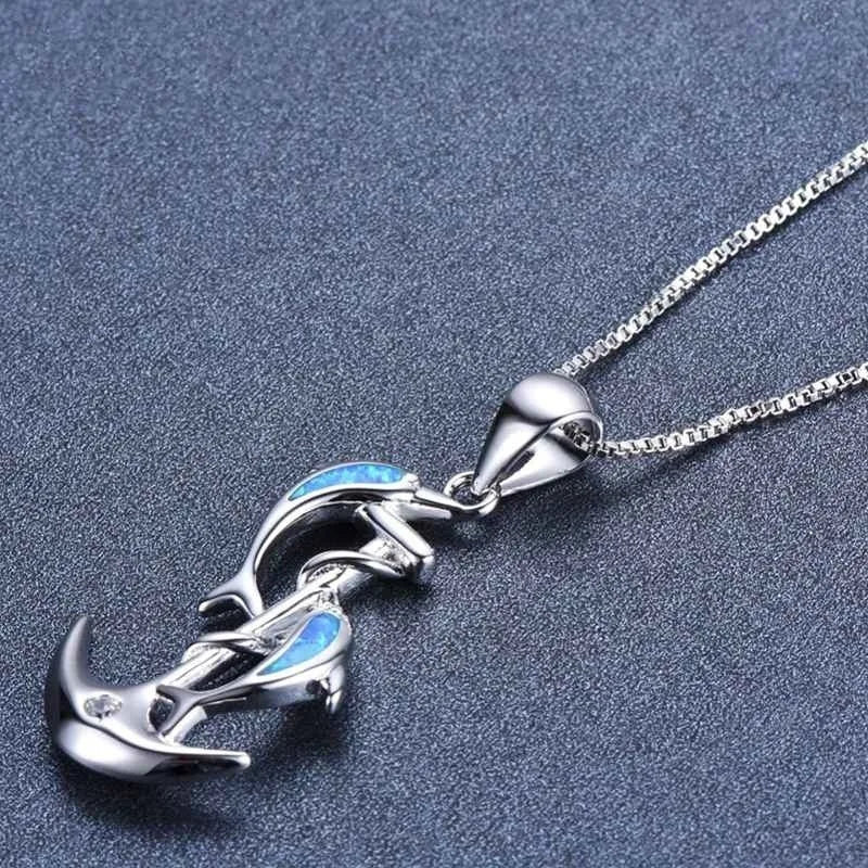 Dolphin and Anchor Pendant Necklace