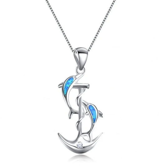 Dolphin and Anchor Pendant Necklace