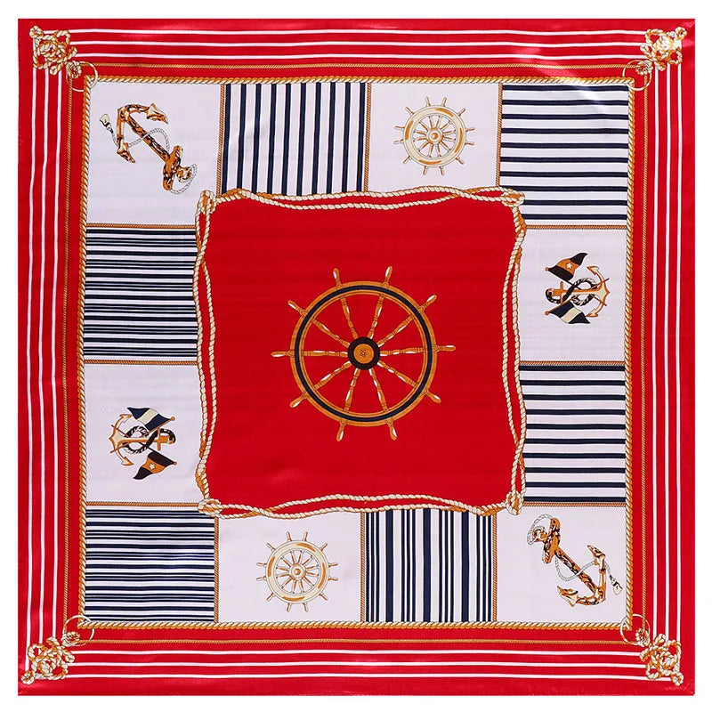 Satin Nautical Scarf  90 cm x 90 cm