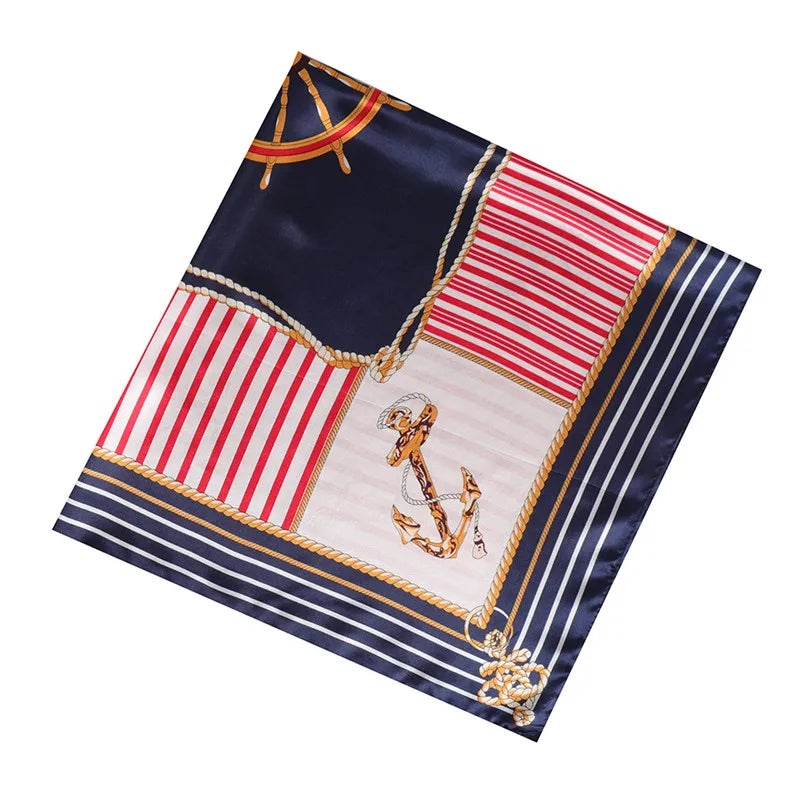 Satin Nautical Scarf  90 cm x 90 cm