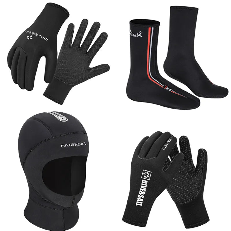 3mm and 5mm Neoprene Anti Skid Sailing Gloves Boots and Hood