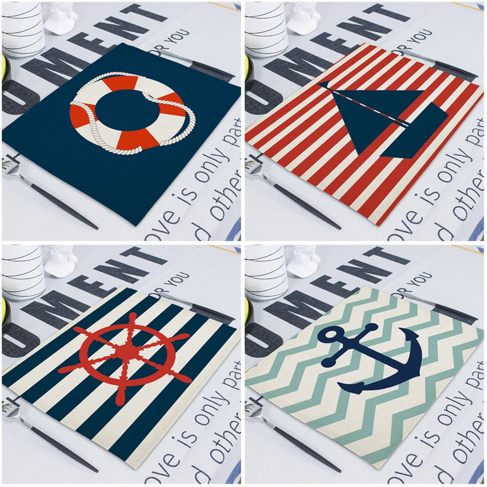 Nautical Navy Place Mats Napkins