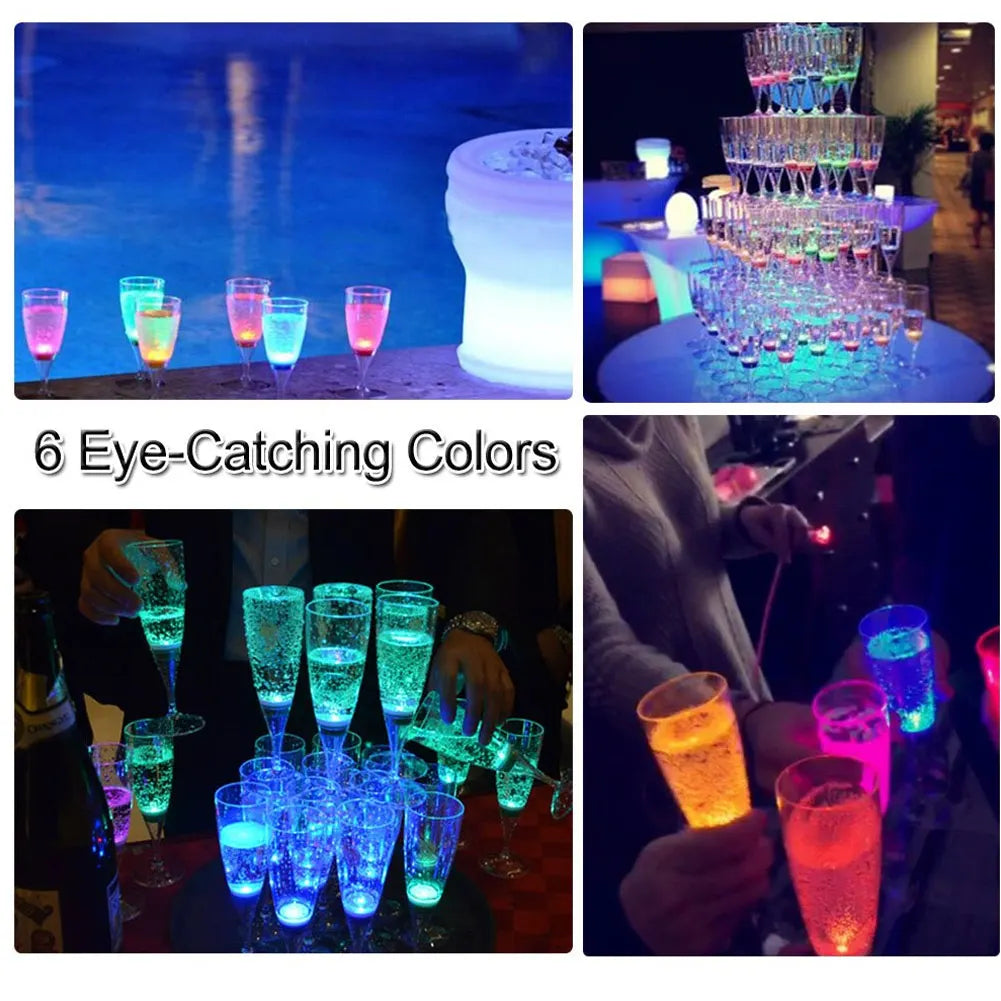 6 Pcs Liquid Activiated LED Champagne Flutes