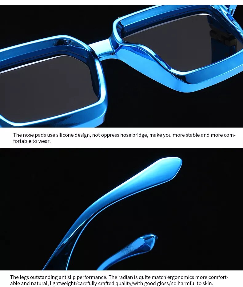 Square Frame Sunglasses Metallic Finish