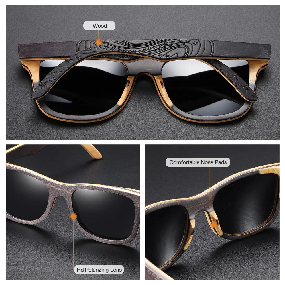 Polarized Wood Frame Sunglasses