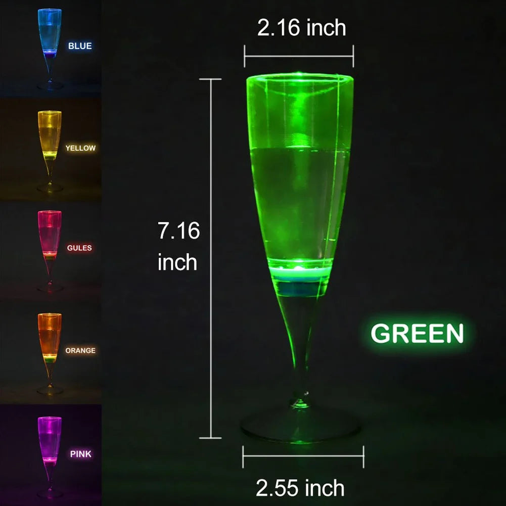 6 Pcs Liquid Activiated LED Champagne Flutes