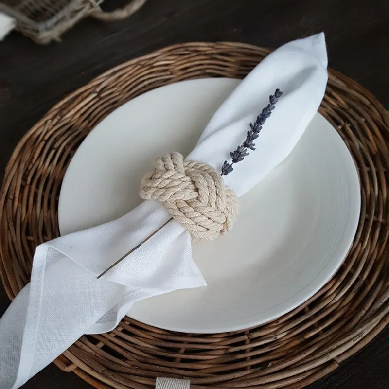 12Pcs Cotton Turkish Knot Napkin Rings