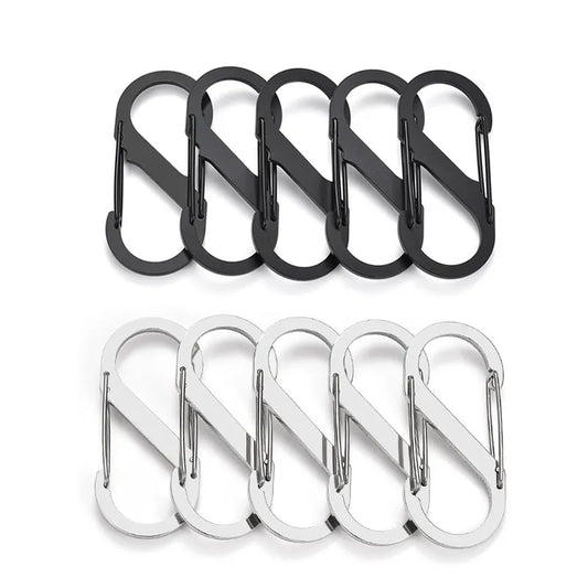 5Pcs S Type Stainless Steel Carabiner Hook With Lock