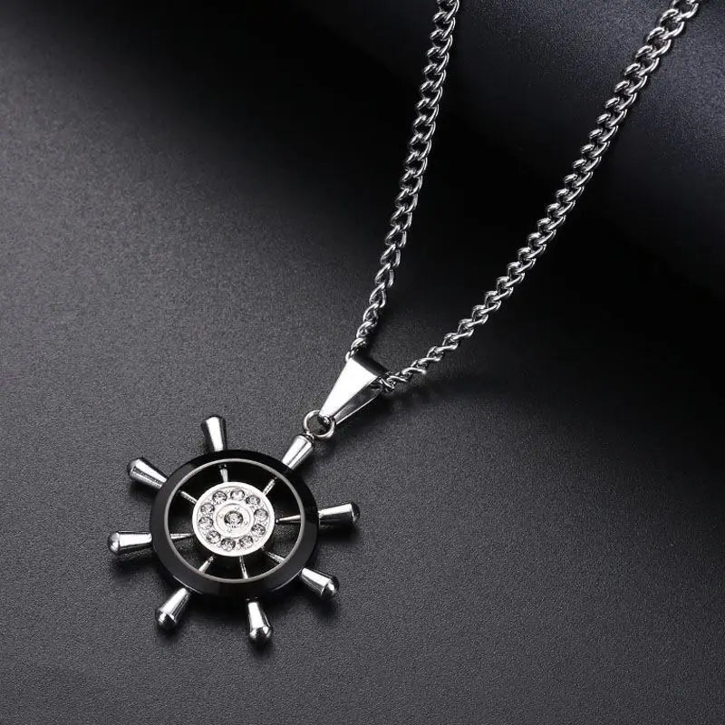 Stainless Steel Steering Wheel Pendant Necklaces