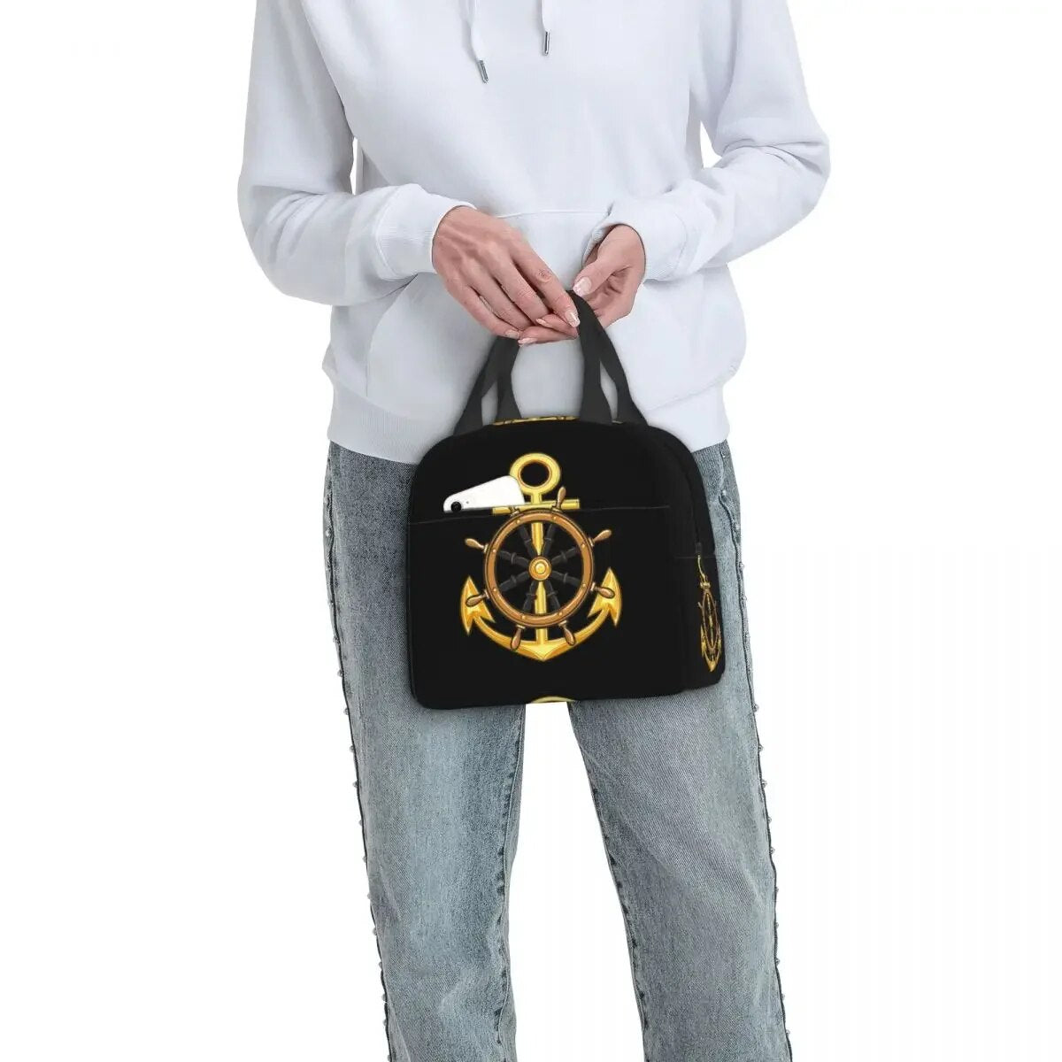 Nautical Designed Insulated Thermal Cooler Lunch Bag Multiple Designs Anchors, Compass, Boats, Stripes