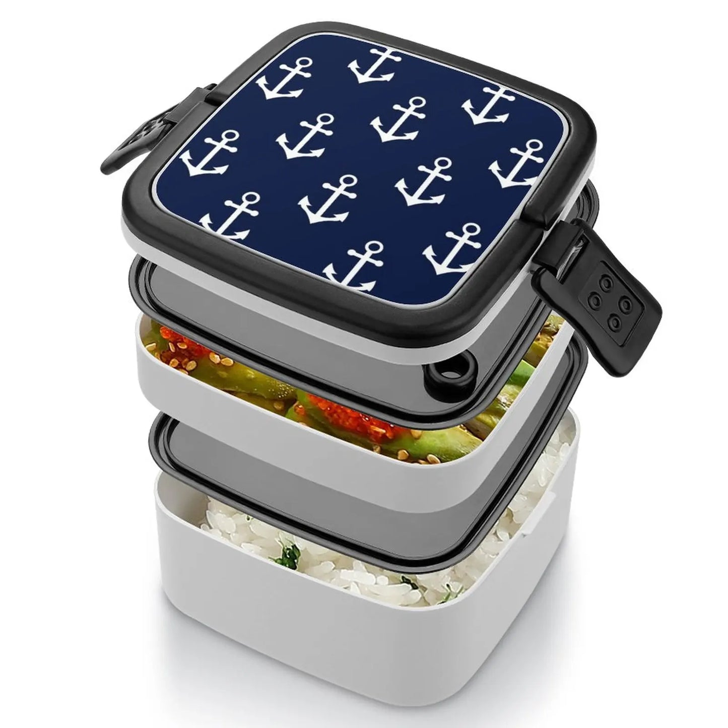 Navy Blue Anchor Pattern Lunch Box