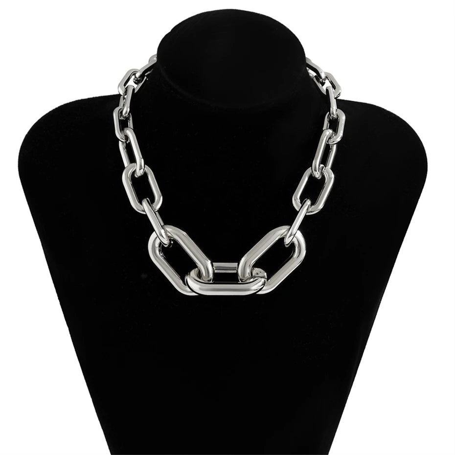 Multi Layered Gold and Silver Color Chain Choker Necklaces