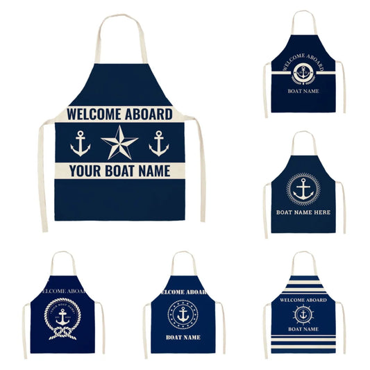 Customizable Dark Blue Nautical Aprons