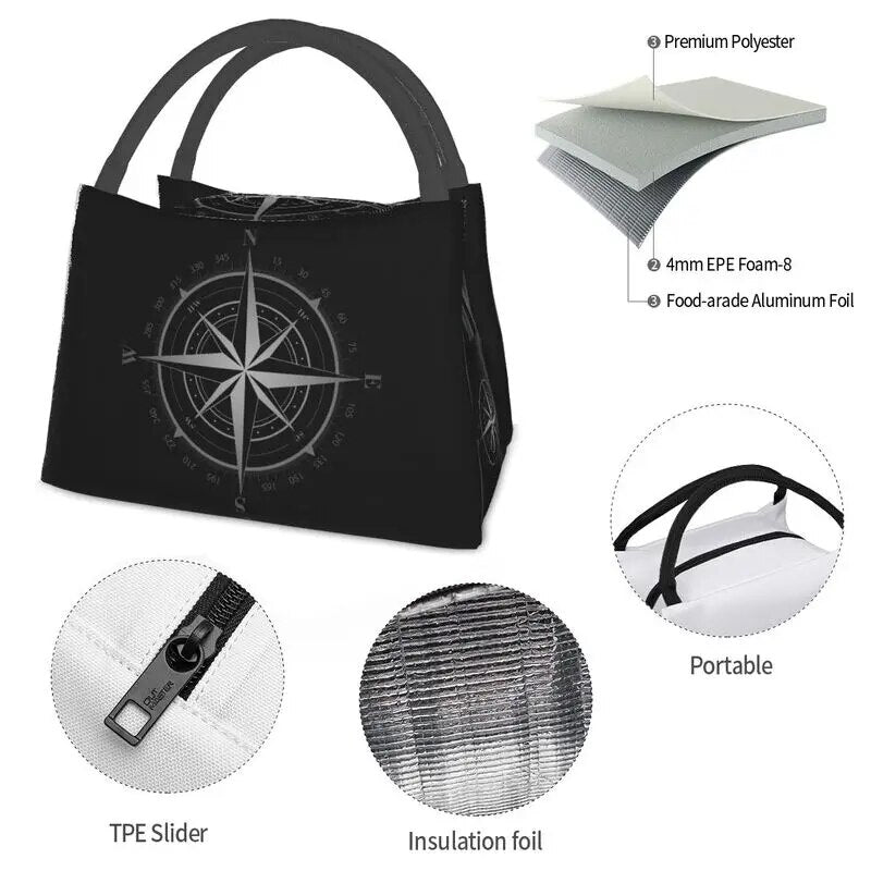 Compass Shield Insulated Thermal Cooler Lunch Bags Multiple Colors