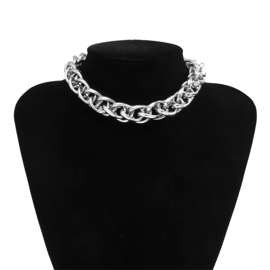 Multi Layered Gold and Silver Color Chain Choker Necklaces