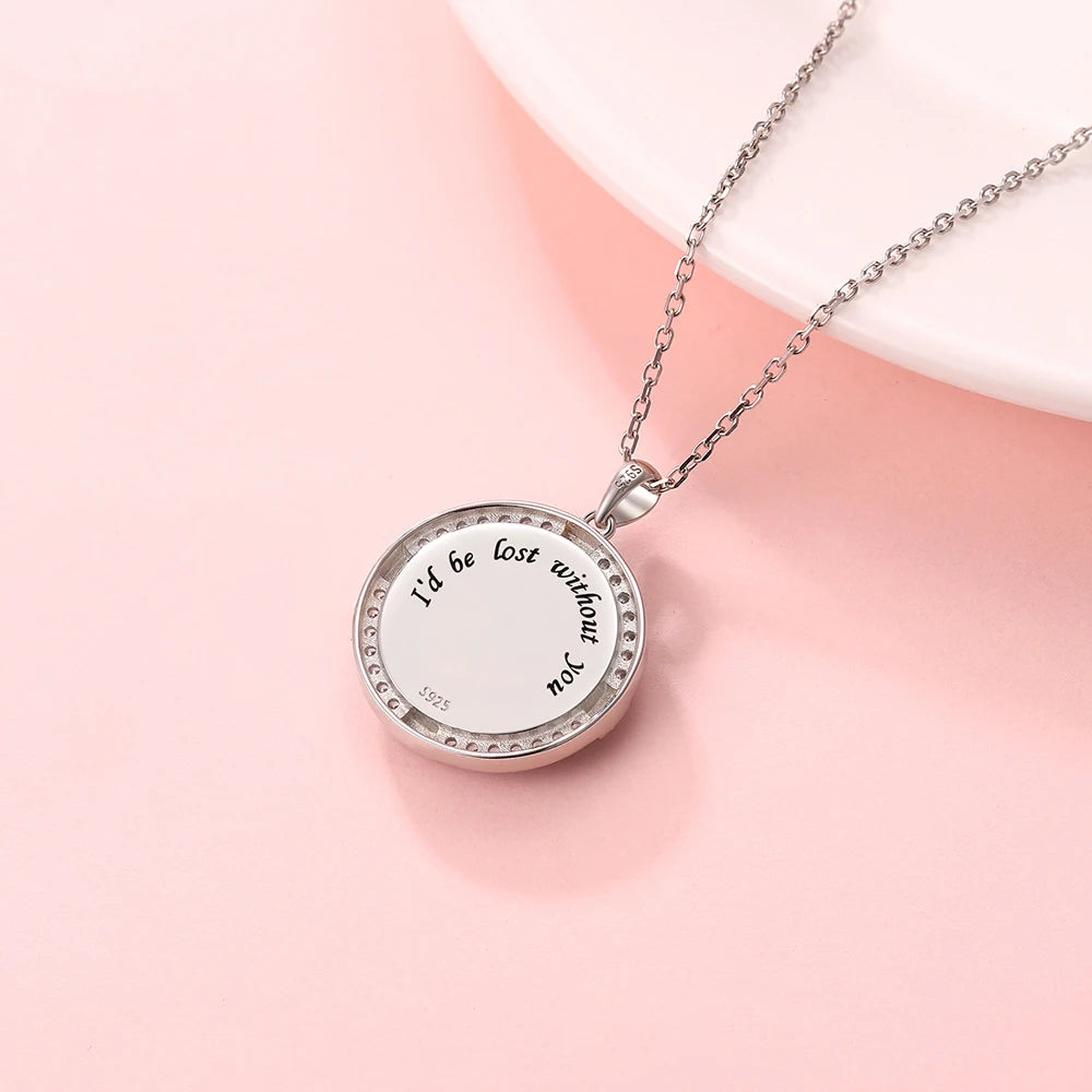 Sterling Silver Rotatable Compass Necklace