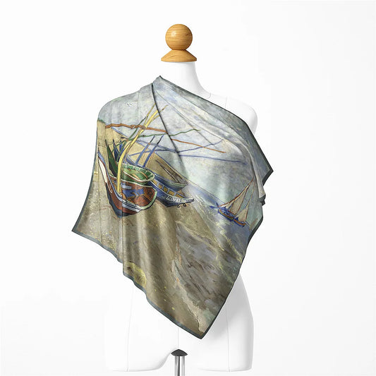 Twill Silk Van Gogh Fishing Boat Scarves