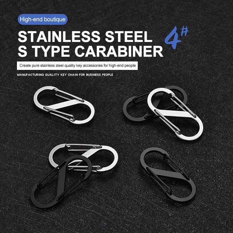 5Pcs S Type Stainless Steel Carabiner Hook With Lock