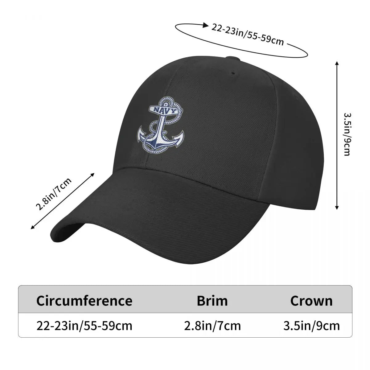 Navy Anchor Logo Baseball Hat