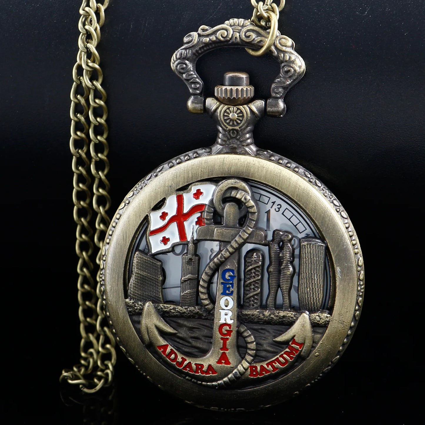 Pirate Anchor Pocket Watch Pendant Necklace