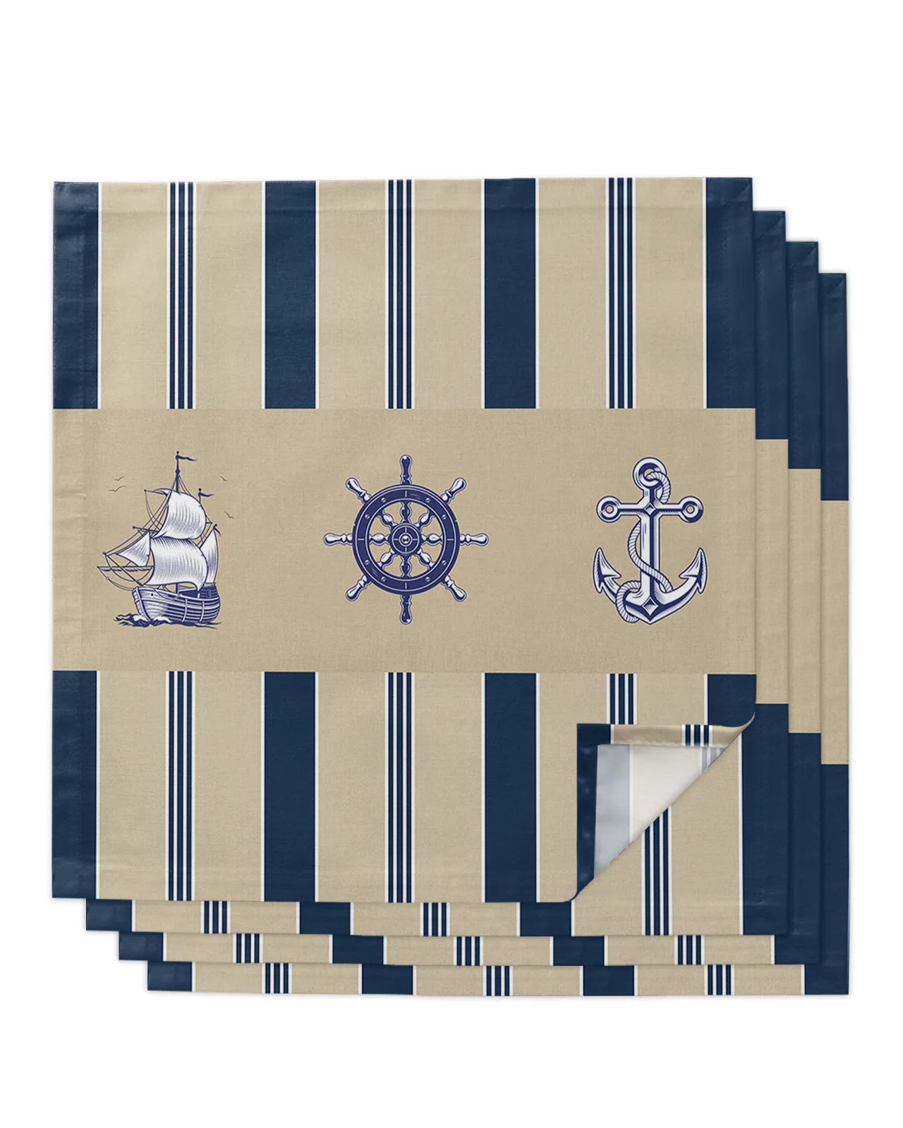 Striped Maritime Reusable Table Napkins measuring 50x50cm