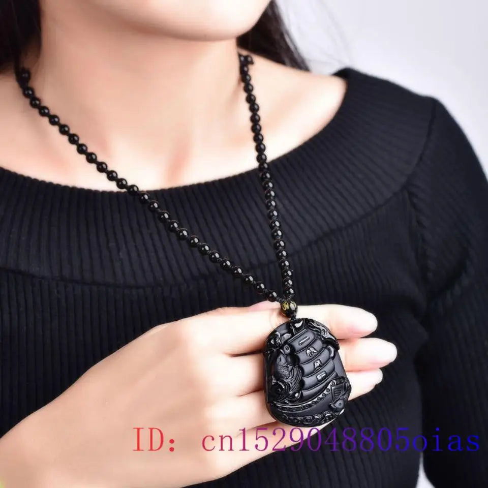 Obsidian Sailboat Pendant Necklace