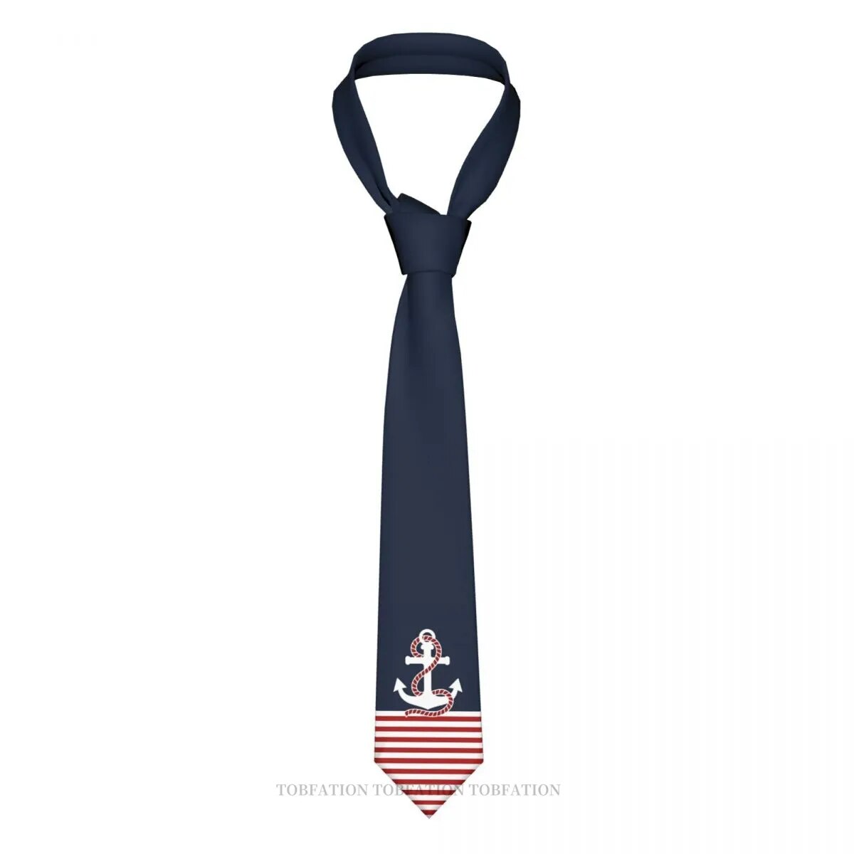 Red White Stripes Anchor Necktie 8cm Wide