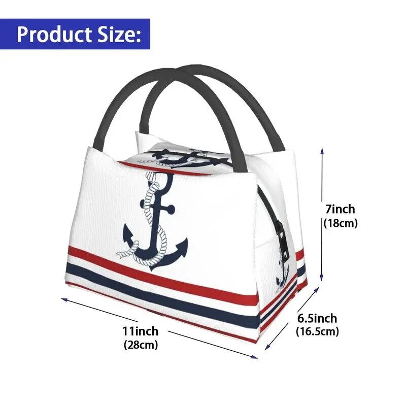 Nautical Cooler Lunch Box Red and Blue Stripes