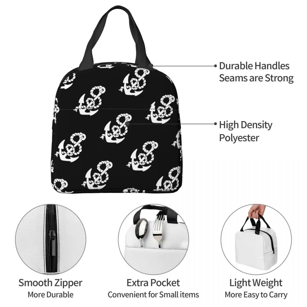 Anchor and Rope Thermal Cooler Lunch Bags