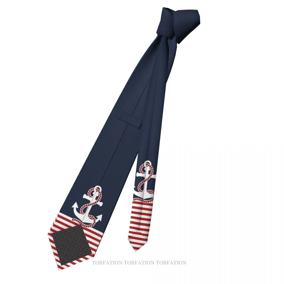 Red White Stripes Anchor Necktie 8cm Wide